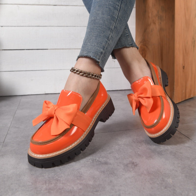 Retro Bowknot Thick-Soled Women's Shoes - Stylish and Comfortable Footwear for Casual Wear