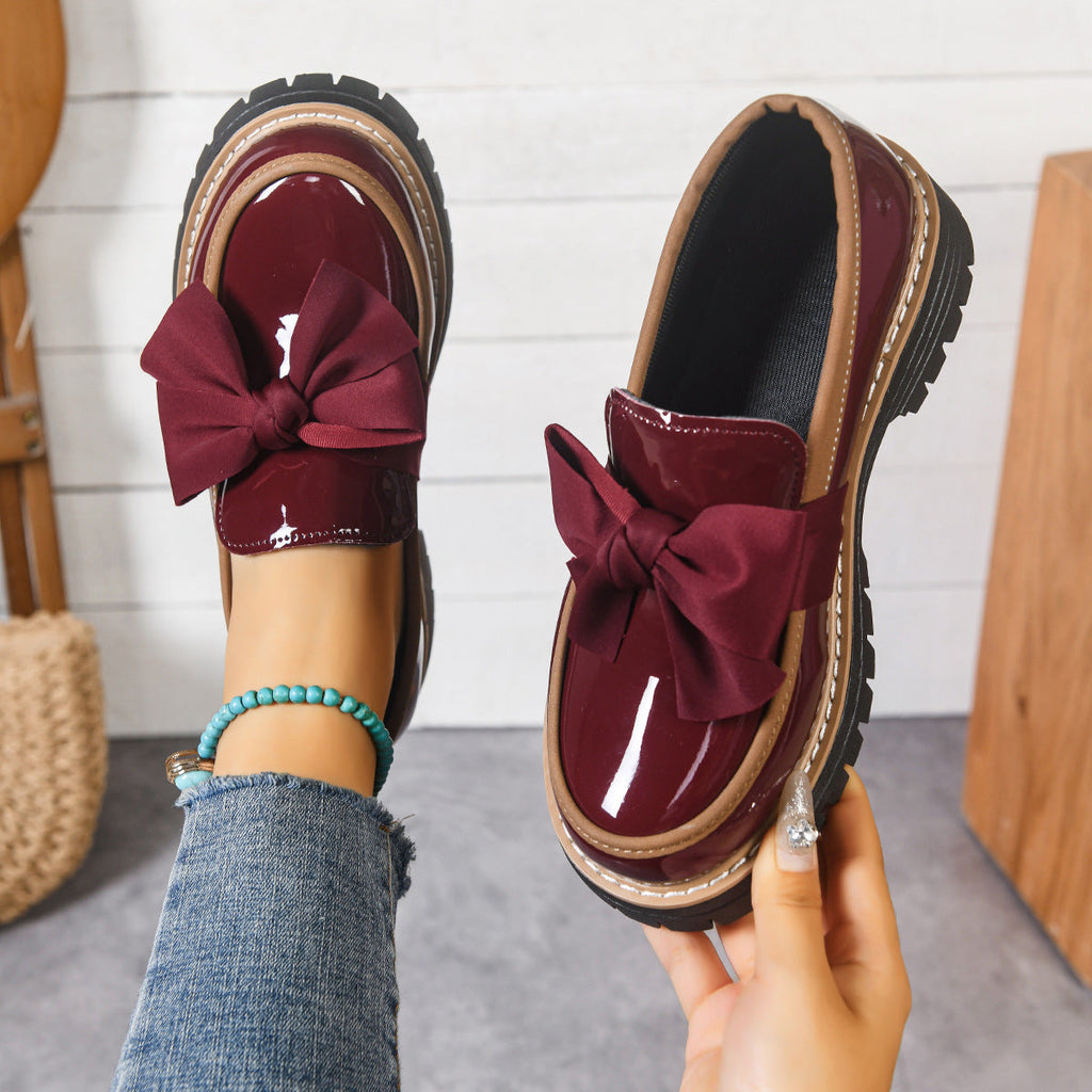 Retro Bowknot Thick-Soled Women's Shoes - Stylish and Comfortable Footwear for Casual Wear