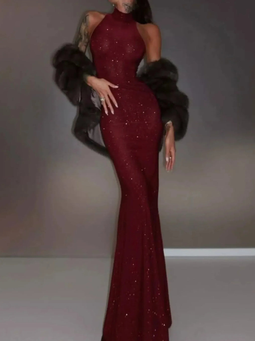 Sequin Sleeveless Maxi Dress