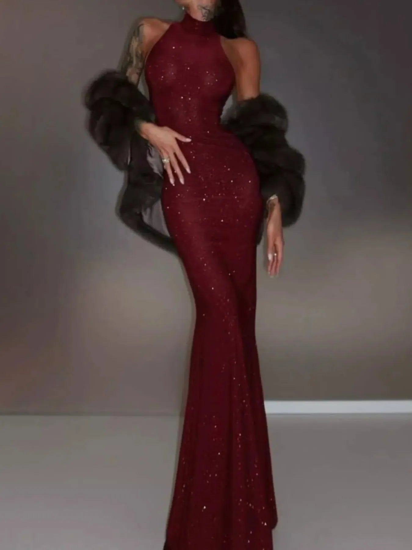 Sequin Sleeveless Maxi Dress