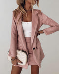 Womens Blazer and Mini Skirt Set - Tailored Suiting Fabric - Chic Office Outfit - Versatile for Work or Events
