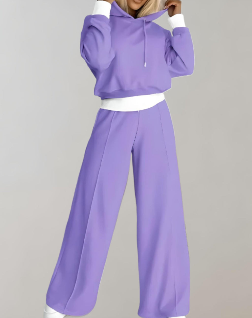 Women's Casual Wide Leg Tracksuit Pants - Comfortable Two Piece Set for Everyday Wear