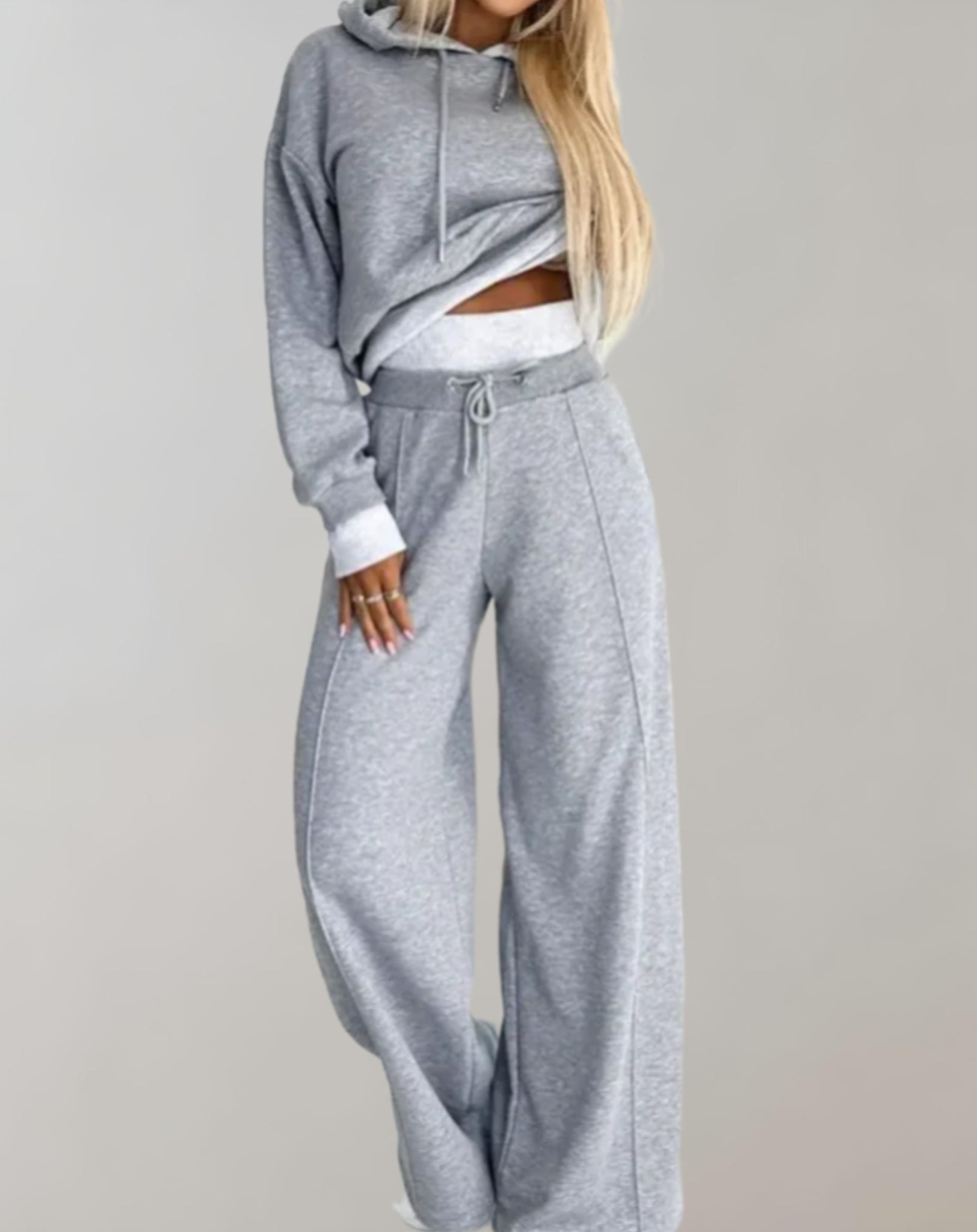 Women's Casual Wide Leg Tracksuit Pants - Comfortable Two Piece Set for Everyday Wear