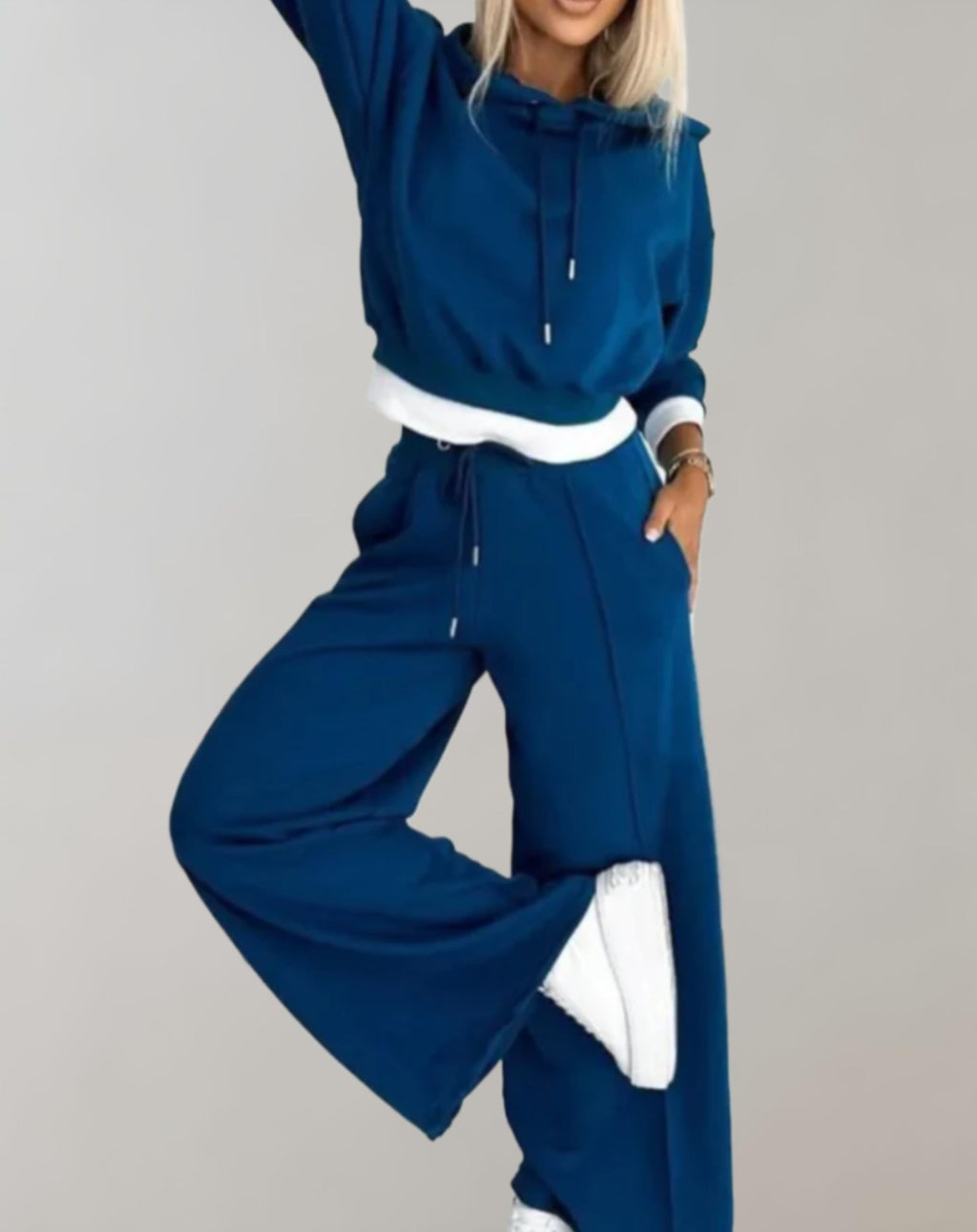 Women's Casual Wide Leg Tracksuit Pants - Comfortable Two Piece Set for Everyday Wear
