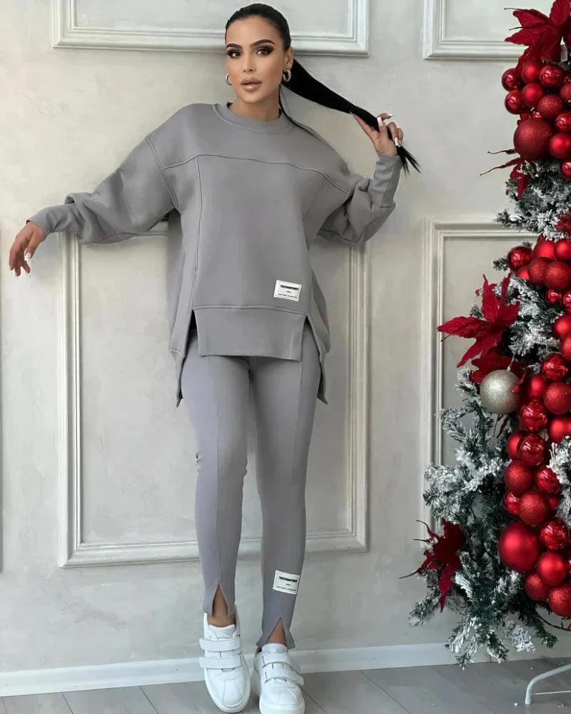 Women's Crew Neck Sweater and Leggings Set - Soft Fabric, Casual Style for Everyday Wear, Comfortable Fit, Multiple Colors Available