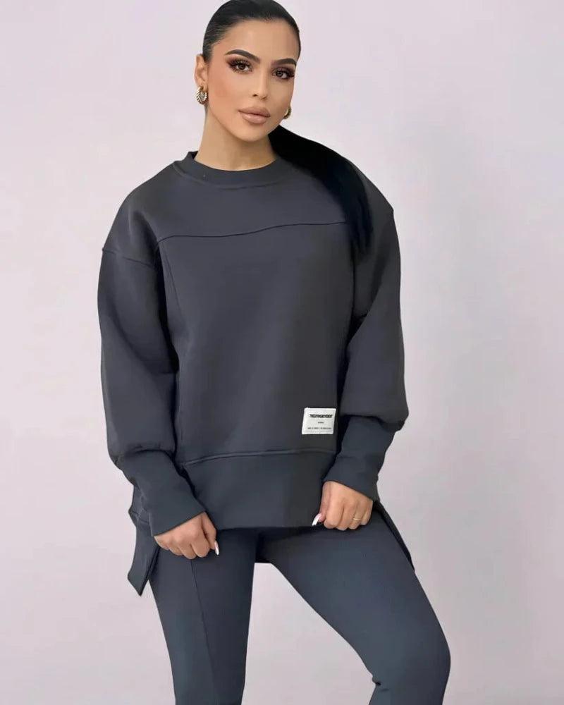 Women's Crew Neck Sweater and Leggings Set - Soft Fabric, Casual Style for Everyday Wear, Comfortable Fit, Multiple Colors Available