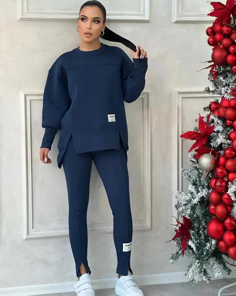 Women's Crew Neck Sweater and Leggings Set - Soft Fabric, Casual Style for Everyday Wear, Comfortable Fit, Multiple Colors Available