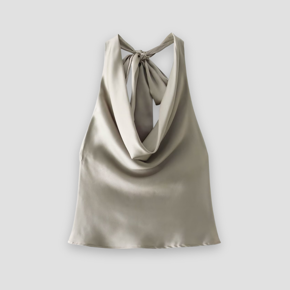 Women's Halter Neck Cowl Drape Top - Sleeveless Design with Back Tie Closure - Perfect for Casual or Dressy Occasions