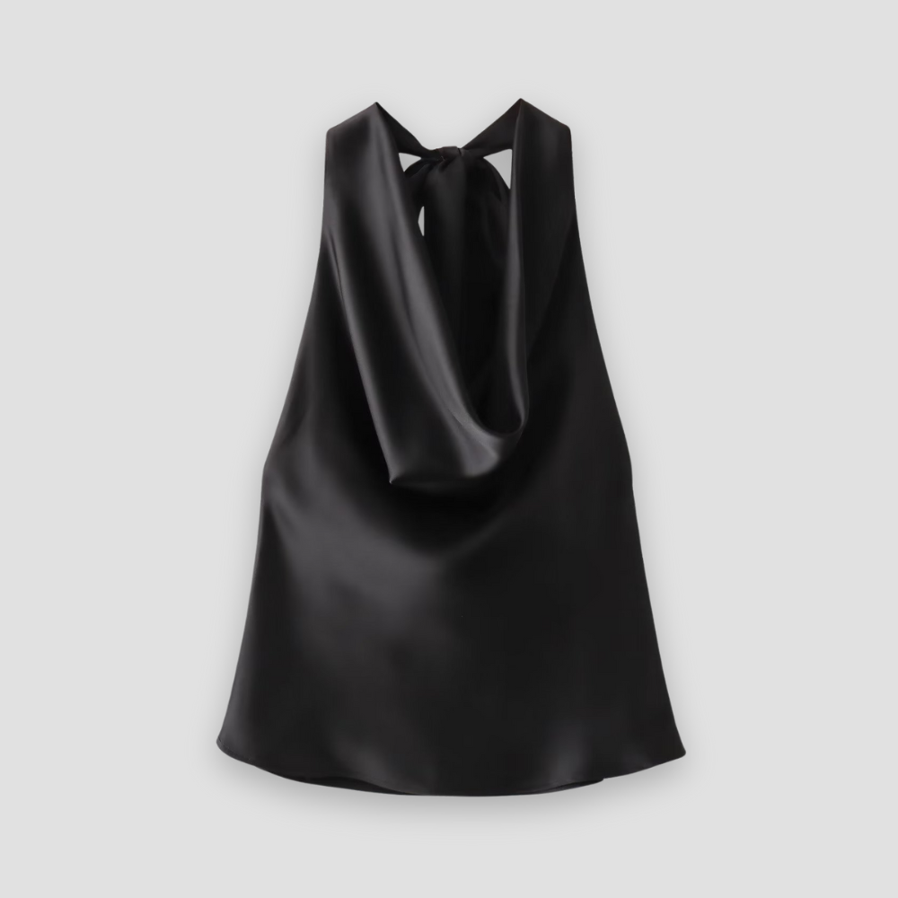 Women's Halter Neck Cowl Drape Top - Sleeveless Design with Back Tie Closure - Perfect for Casual or Dressy Occasions