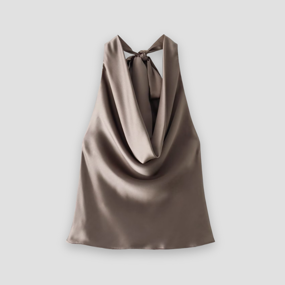 Women's Halter Neck Cowl Drape Top - Sleeveless Design with Back Tie Closure - Perfect for Casual or Dressy Occasions