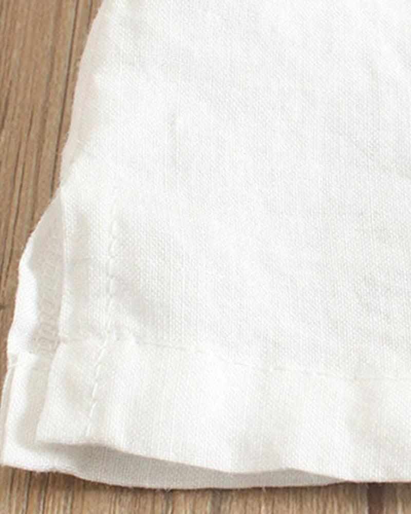 Women's Short Sleeve Blouse with Button Accents, Rolled Cuffs, and Round Neckline for Casual Wear