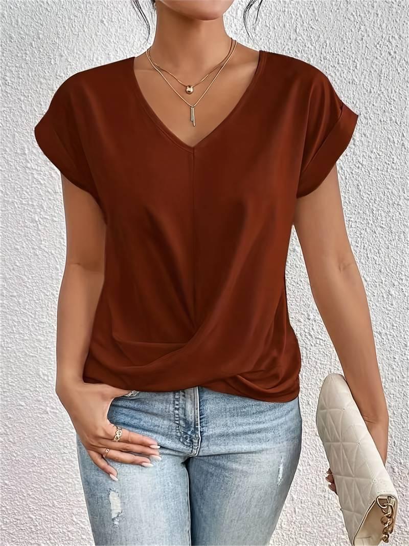 Women's Summer Short Sleeve Cotton Top - Casual Lightweight Tee for Everyday Wear