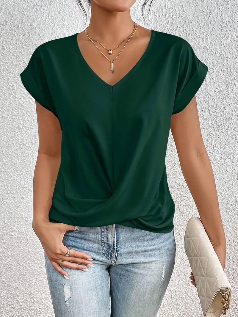 Women's Summer Short Sleeve Cotton Top - Casual Lightweight Tee for Everyday Wear