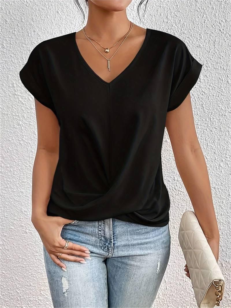 Women's Summer Short Sleeve Cotton Top - Casual Lightweight Tee for Everyday Wear