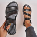Women's Three-Strap Flat Sandals - Comfortable Casual Footwear for Summer